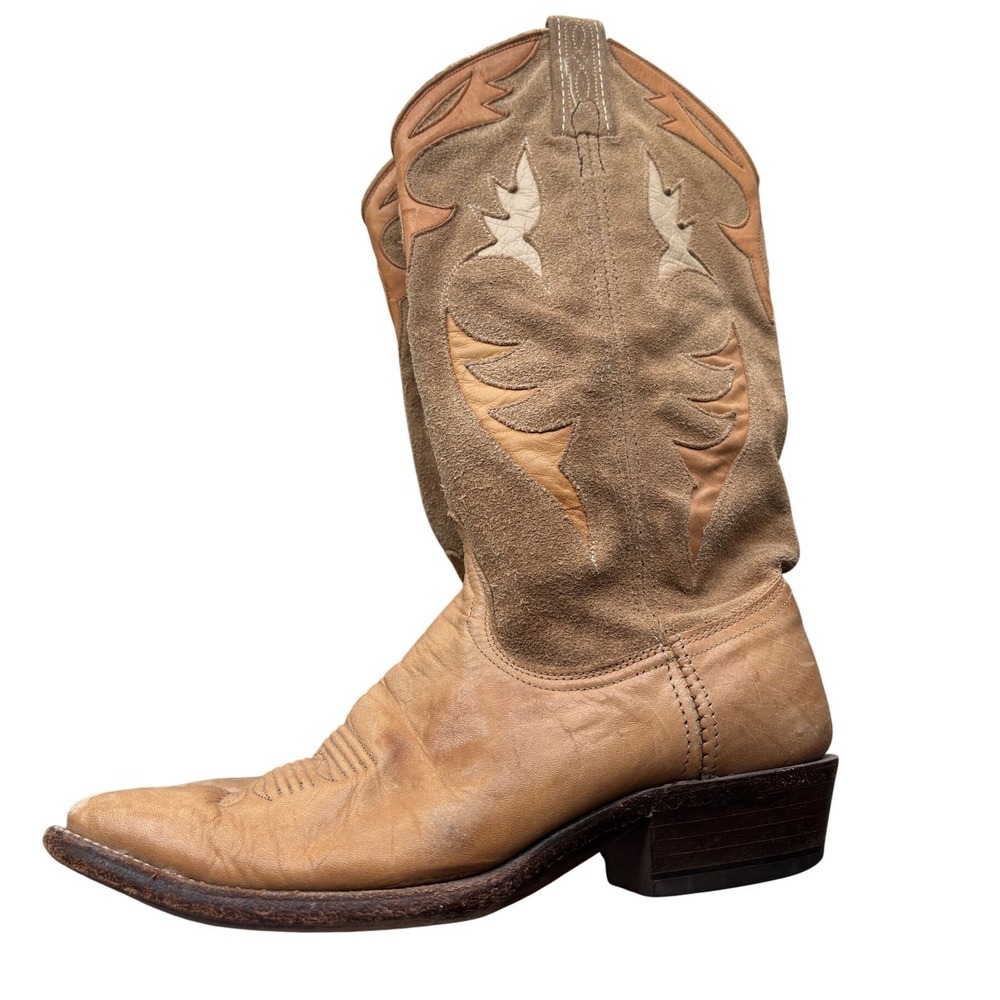 Dan Post Womens 7 Leather Suede Western Cowboy Boots Pointed Toe Stacked Heel